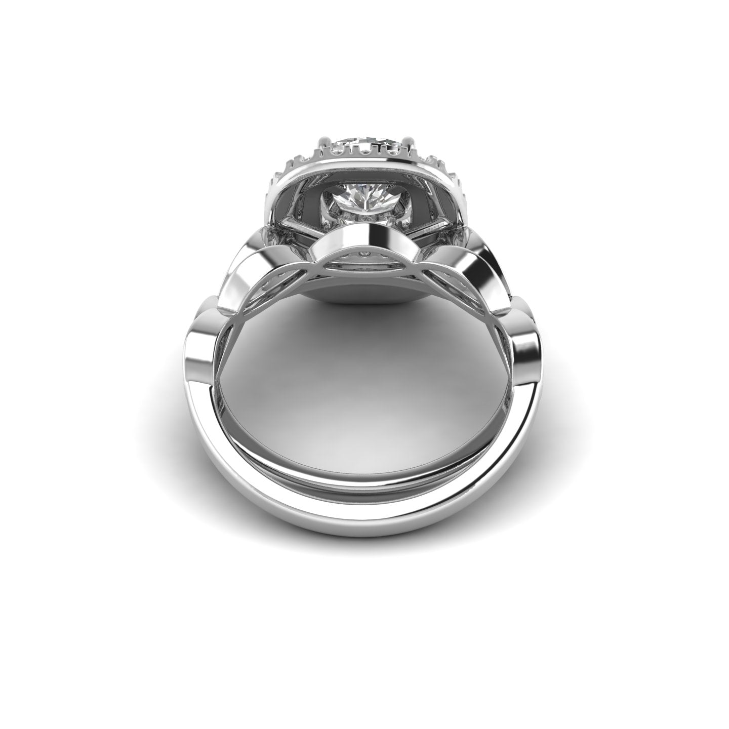 White Gold Studded 1.634 Carat Lab Grown Diamond Ring-G Color VS1 Clarity.